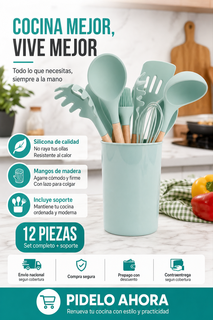 1 Set de Utensilios 12 Piezas y Soporte 3