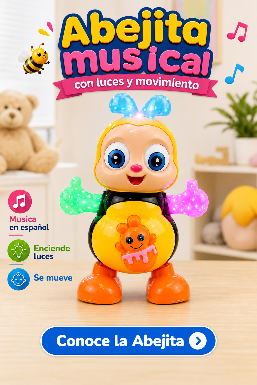 Abejita musical con luces y movimiento