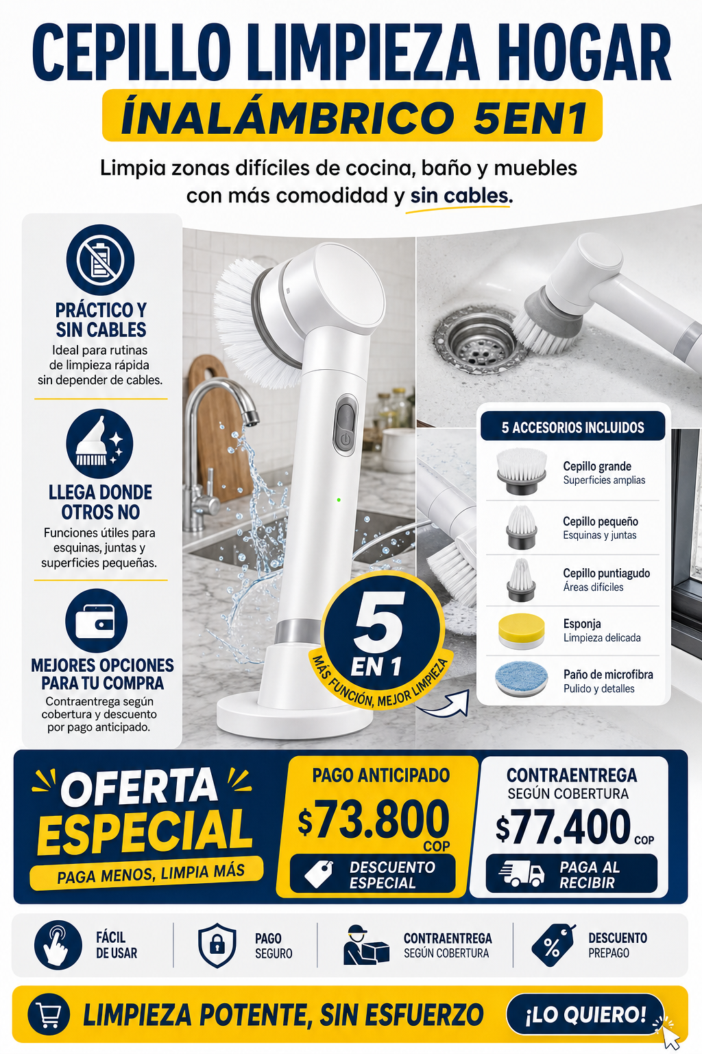 Cepillo Limpieza Hogar Inalámbrico 5EN1