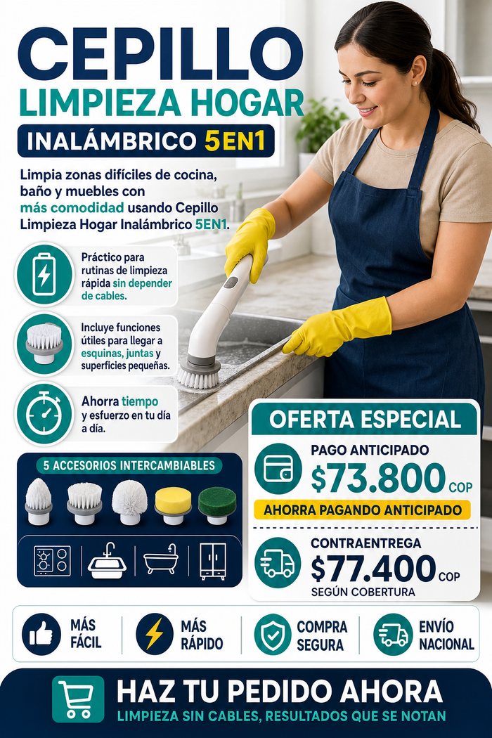 Cepillo Limpieza Hogar Inalámbrico 5EN1 2