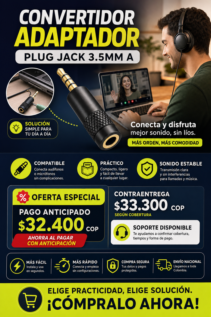 Convertidor Adaptador Plug Jack 3.5mm A 2