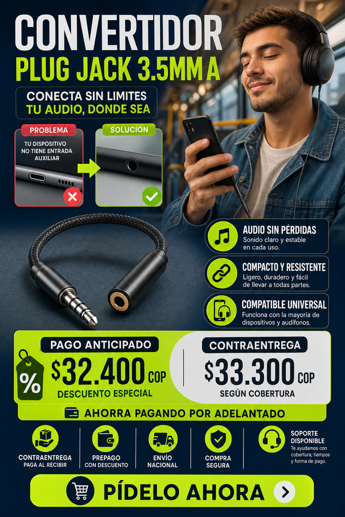 Convertidor Adaptador Plug Jack 3.5mm A 3