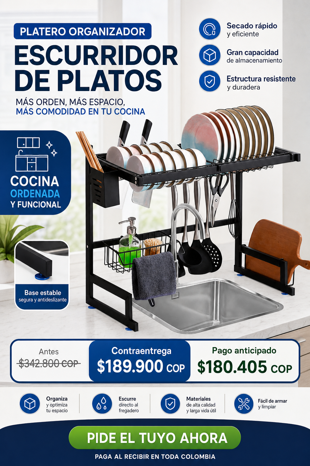 Platero Organizador Escurridor de Platos