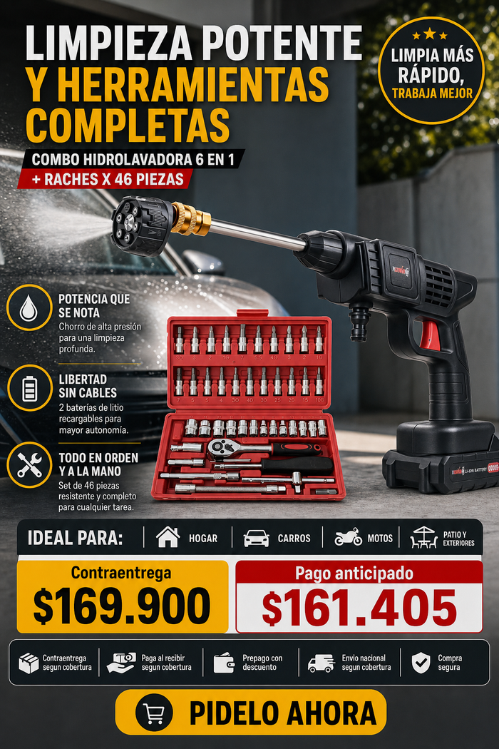 Combo Hidrolavadora 6 en 1 + Raches x 46 3