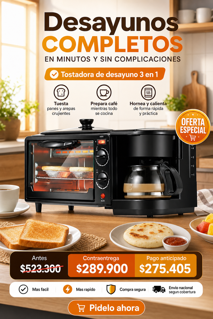 Tostadora de desayuno 3 en 1 2