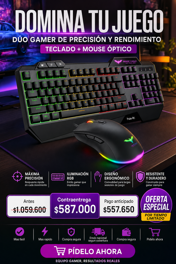 Duo Teclado Mouse Óptico Gamer 2