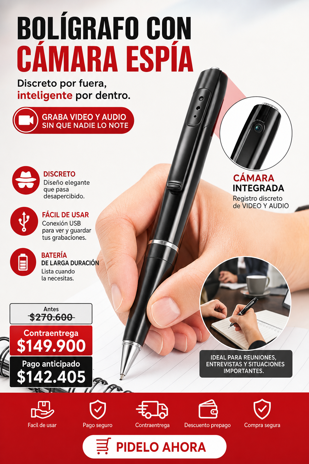 BOLÍGRAFO CON CÁMARA ESPÍA
