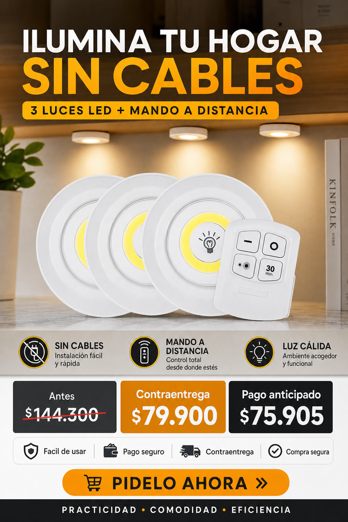 Juego 3 Luces Led Inalámbricas Mando A D