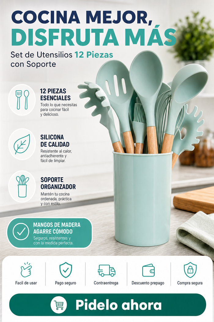 1 Set de Utensilios 12 Piezas y Soporte 4