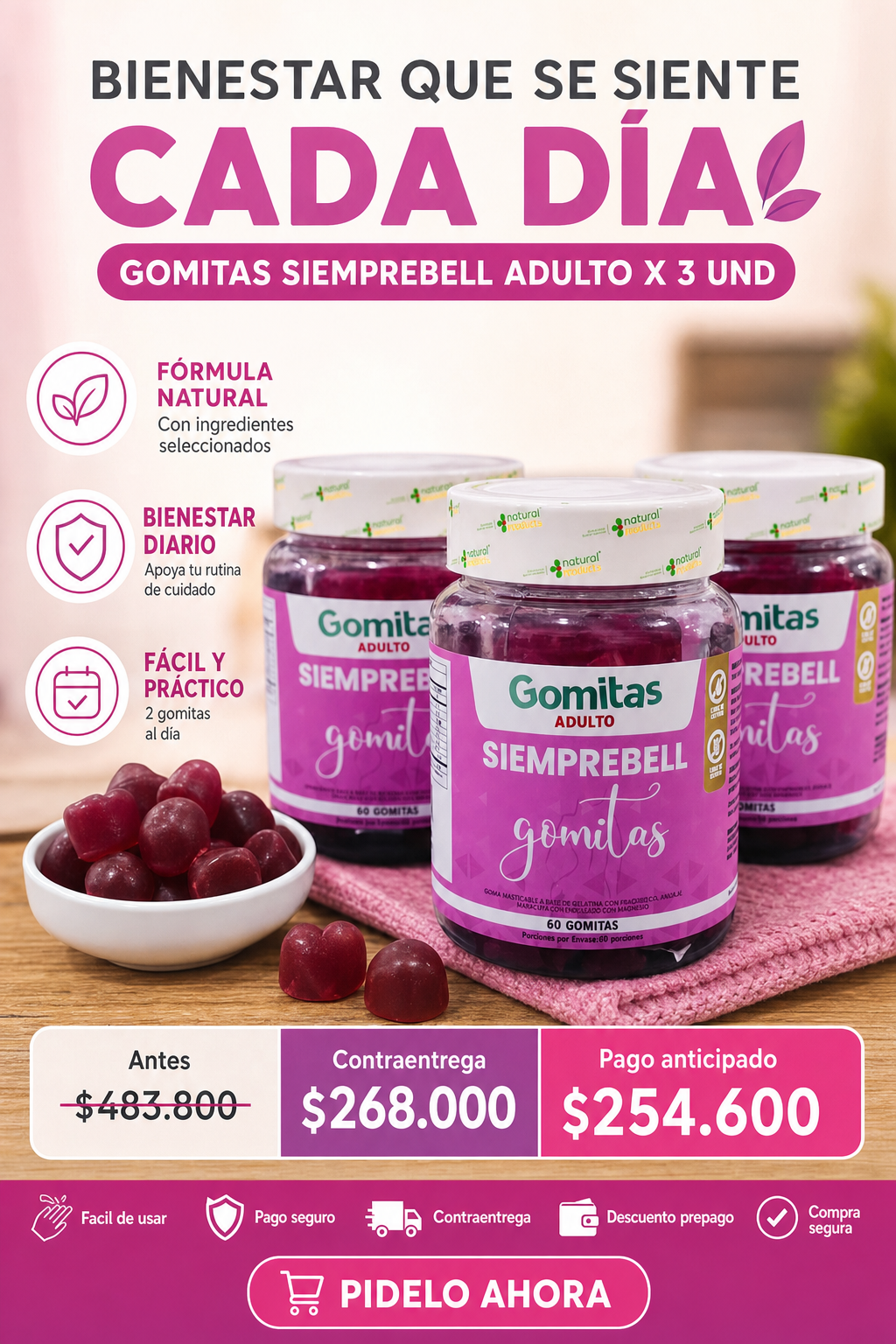 GOMITAS SIEMPREBELL ADULTO X 3 UND
