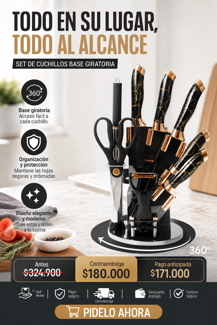 Set De Cuchillos Base Giratoria