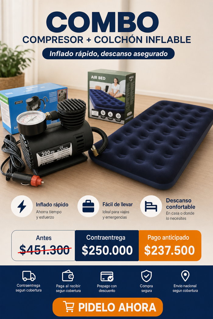 combo compresor+colchon inflable 3