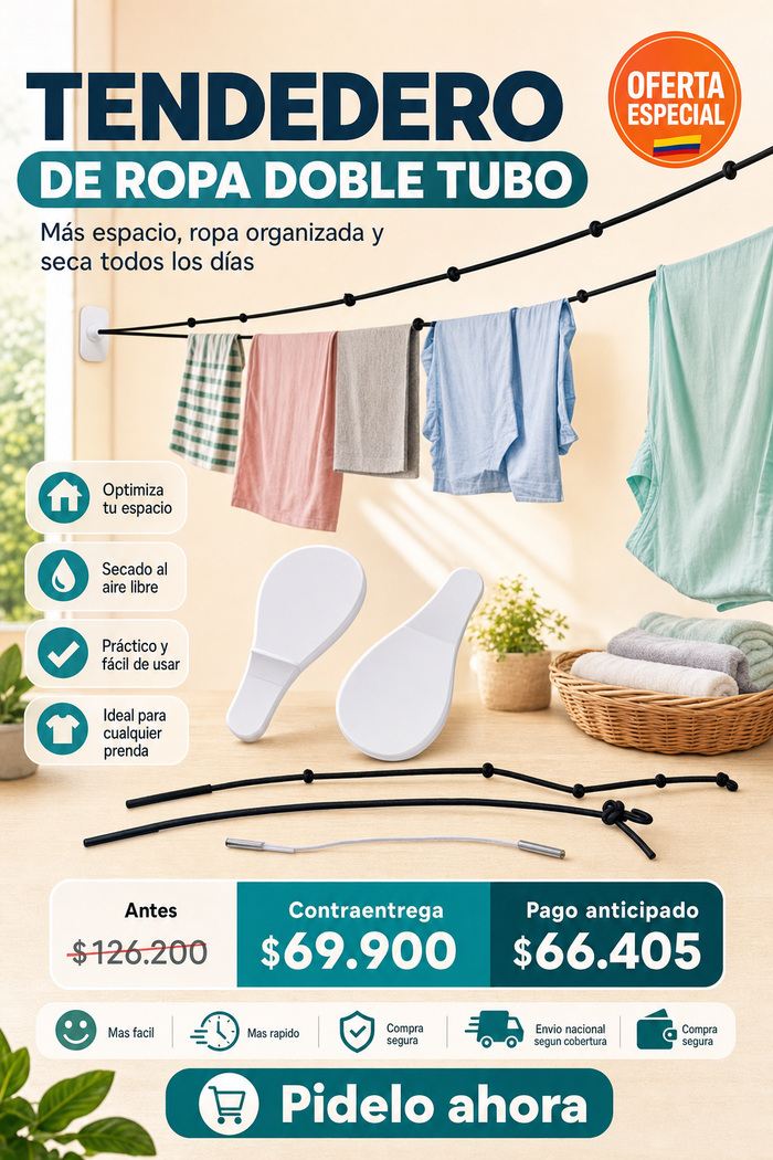 Tendedero De Ropa Doble Tubo Ropero 2