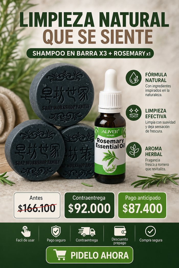 SHAMPOO EN BARRA X3+ ROSEMARYx1