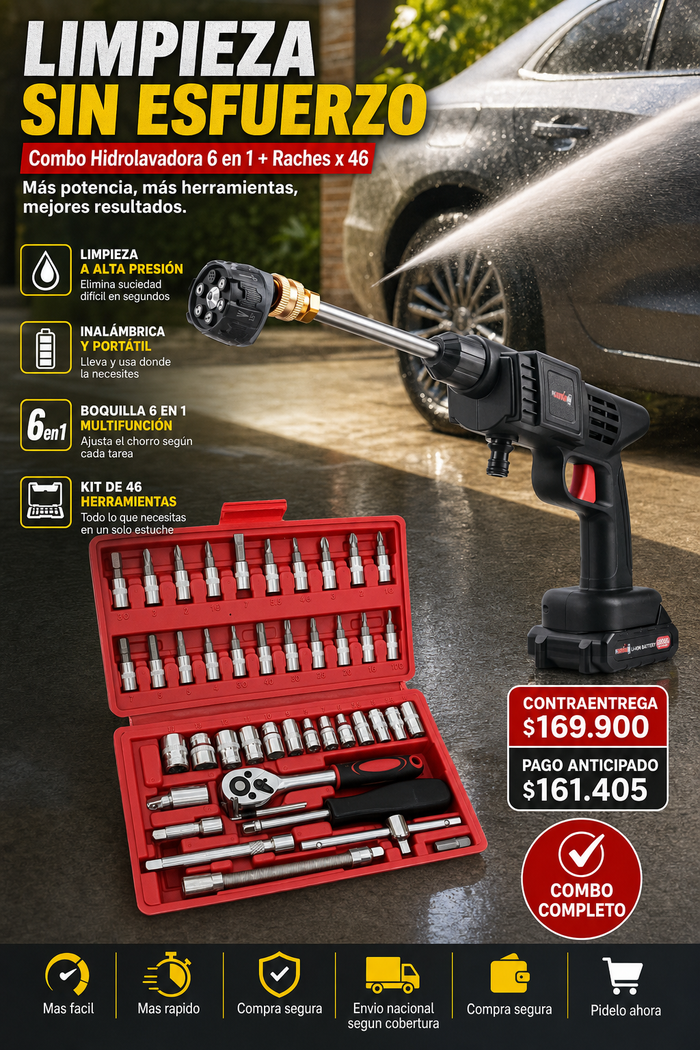 Combo Hidrolavadora 6 en 1 + Raches x 46 2