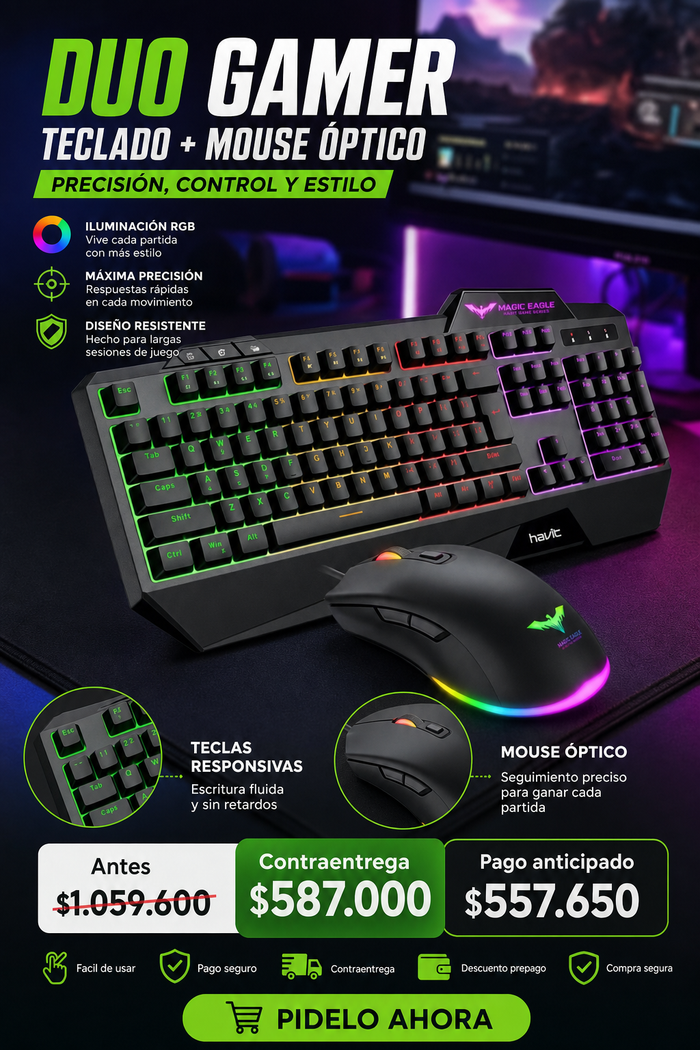 Duo Teclado Mouse Óptico Gamer