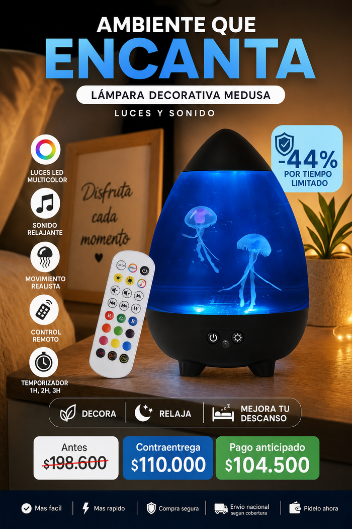LAMPARA DECORATIVA MEDUSA LUCES Y SONIDO 2
