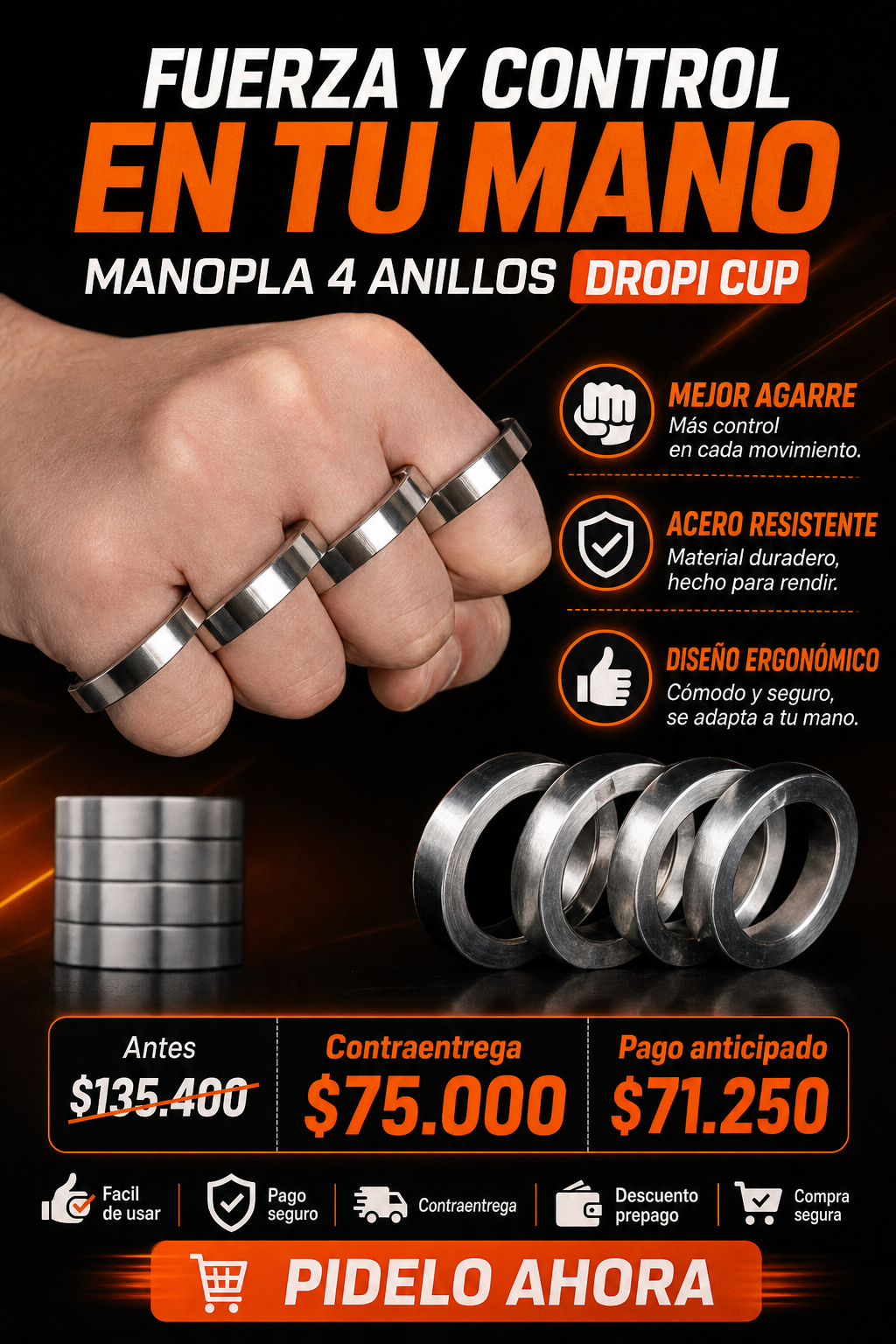 MANOPLA 4 ANILLOS  Dropi Cup