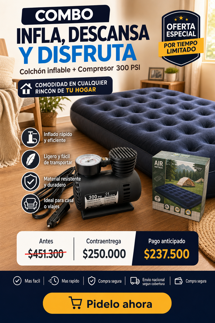 combo compresor+colchon inflable 2