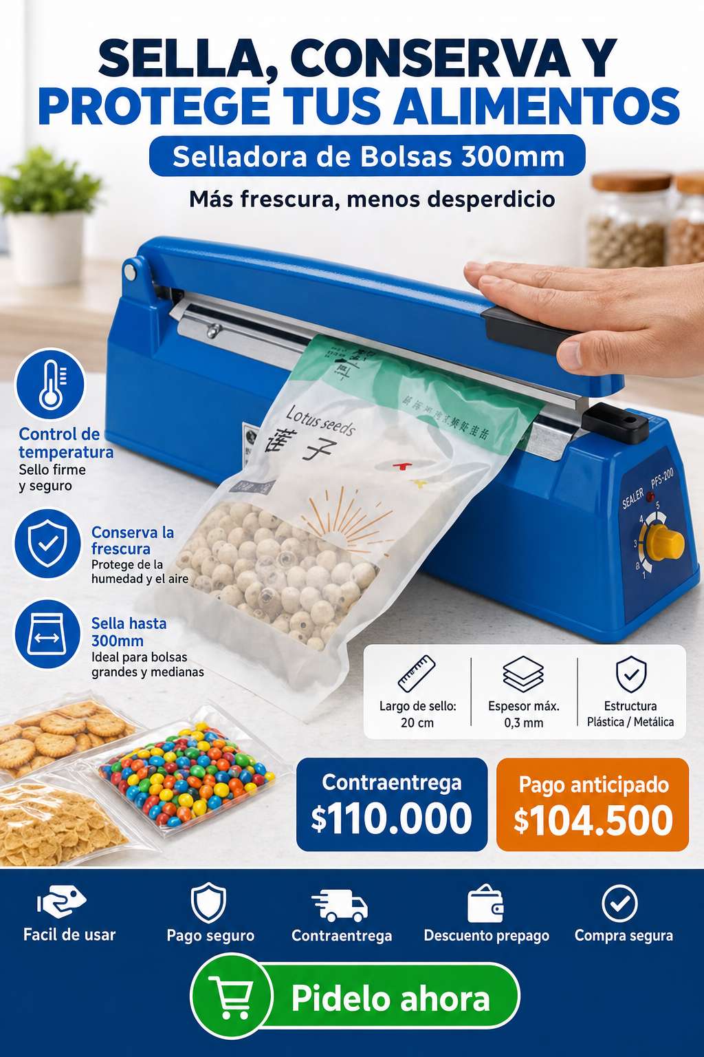 Selladora De Bolsas Plasticas 300mm