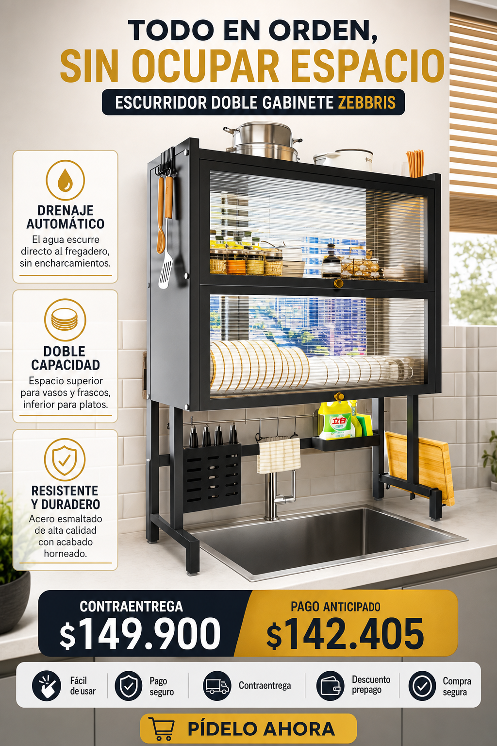 Escurridor Doble Gabinete Zebbris